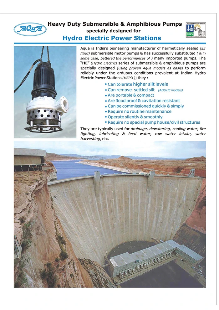 ARSHE : Heavy Duty Submersible & Amphibious Pumps specially designed for Hydro Electric Power Stations