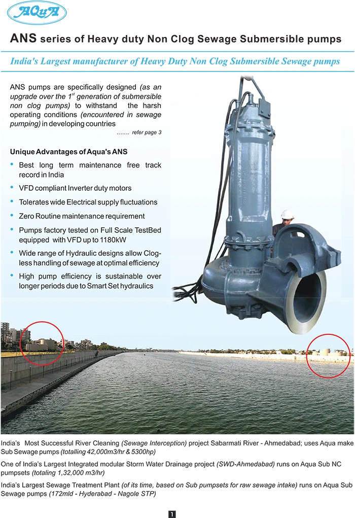 ANS : Heavy duty non clog sewage submersible pumpsets