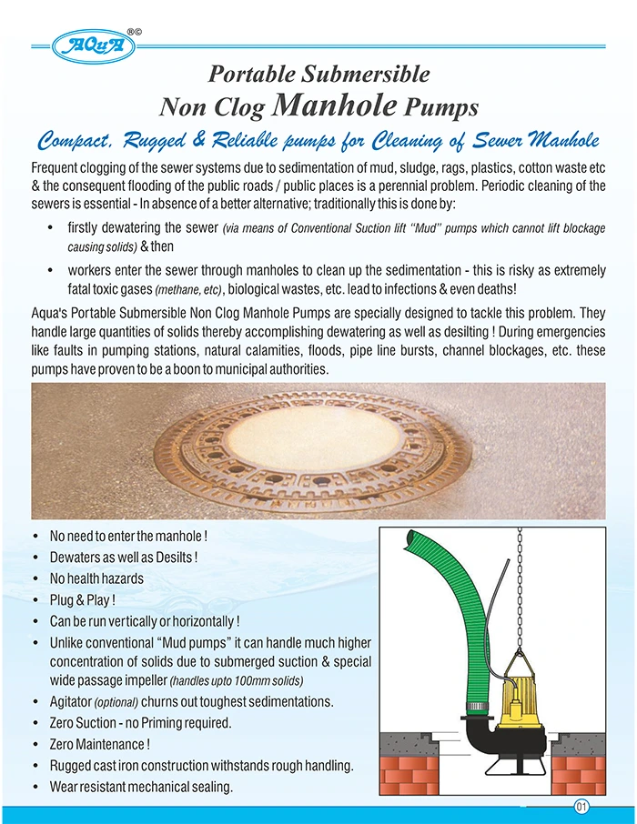 AM : Portable Submersible Non Clog Manhole pumpsets