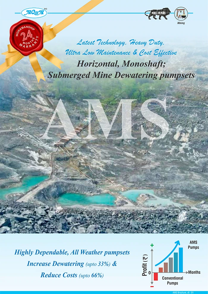 AMS : Horizontal, Monoshaft; Submerged Mine Dewatering pumpsets