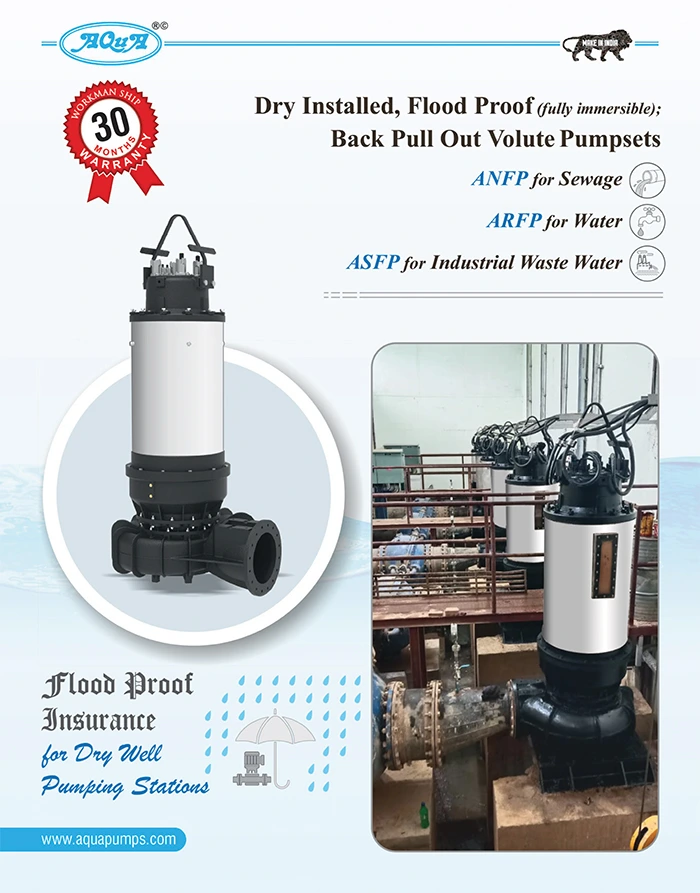 ARFP : Dry Installed, Flood Proof (fully immersible); Back Pull Out Volute Pumpsets